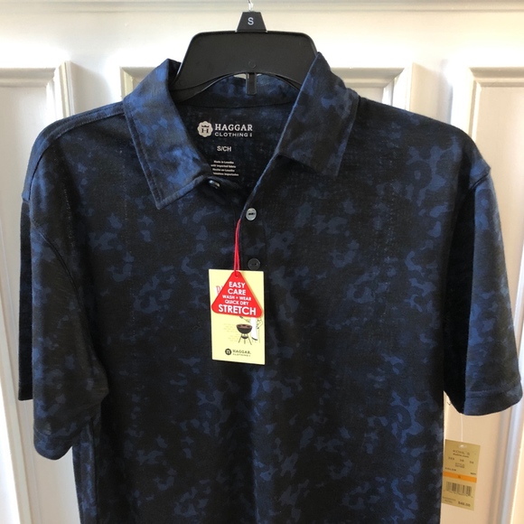 Haggar Patio Polo Blue Black Stretch S/S NWT - Picture 3 of 4